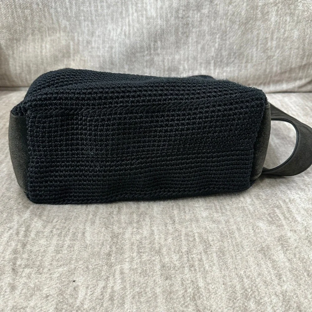 The SAK Black Slouchy Woven Hobo Bag Leather &‎ Suede Trim 11x9x4
